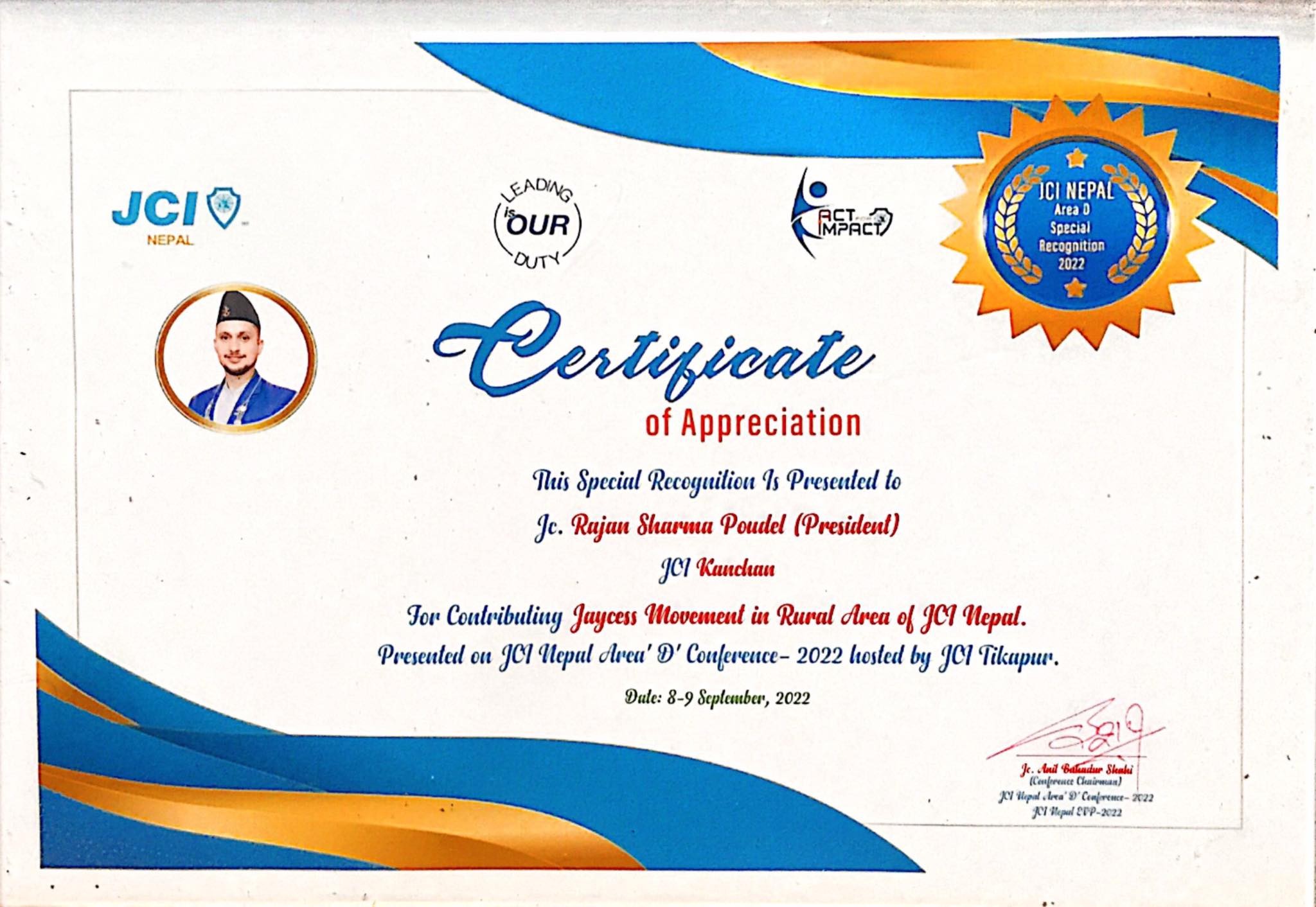 कञ्चन जेसिजले प्राप्त गर्यो राष्ट्रिय स्तरको दुई अवार्ड