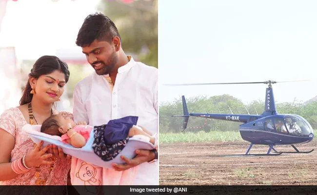 छोरी जन्मिएकोमा खुसीयाली : हेलिकप्टरबाट ल्याइयो घर