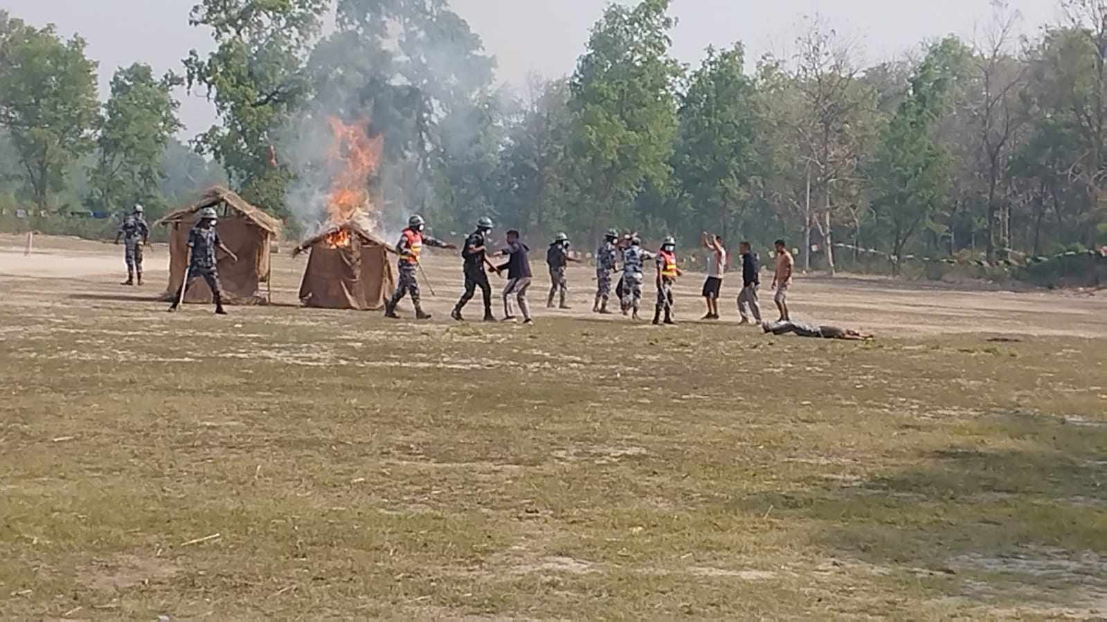 लुम्बिनीमा आगलागी सम्बन्धी कृत्रिम घटना अभ्यास